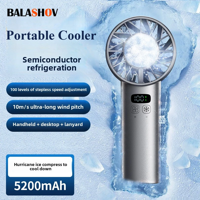 Outdoor Camping Fan - พัดลมมือถือแบบพับได้ พัดลมขนาดเล็กแบบพกพา ชาร์จ USB ได้ พร้อมฟังก์ชั่นทำความเย็นความเร็วสูง