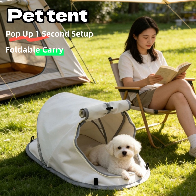 Outdoor Camping Dog Bed - เต็นท์สุนัขแบบพกพา กันแดด ระบายอากาศ กันน้ำ บ้านสัตว์เลี้ยงแบบพับได้ สำหรับสุนัขขนาดเล็กถึงกลาง