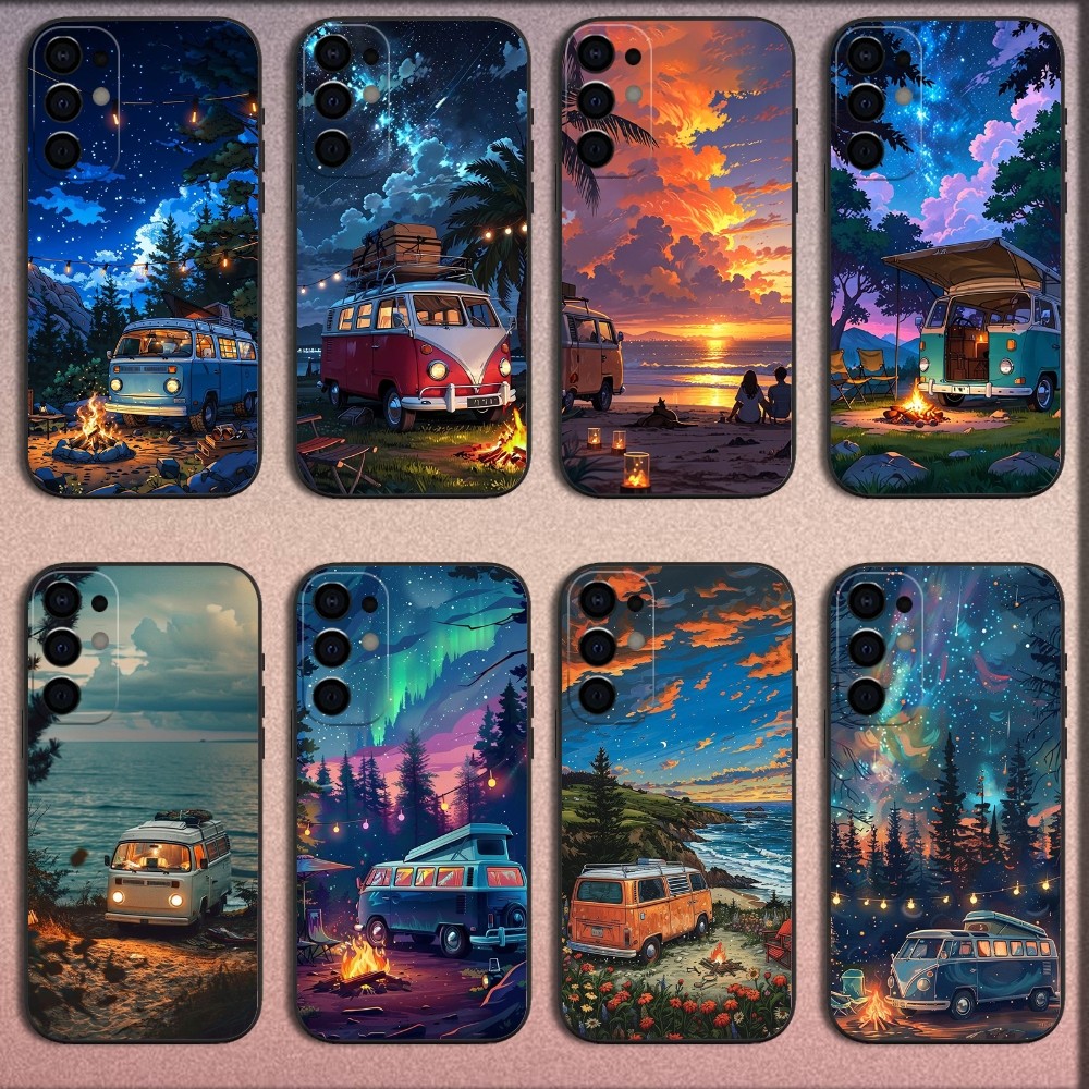 Outdoor Camping Quotes - Combi Van Car Outdoor Campingเคสโทรศัพท์สําหรับSamsung S25,S24,S21,S22,S23,