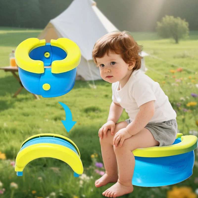 Outdoor Camping Toilet - ที่นั่งฝึกขับถ่ายแบบพับได้สำหรับเด็ก ทำความสะอาดง่าย ที่นั่งชักโครกสำหรับเด็กชายและเด็กหญิง ของขวัญวันเกิด กระโถนเด็กแบบพกพาสำหรับการเดินทางและตั้งแคมป์
