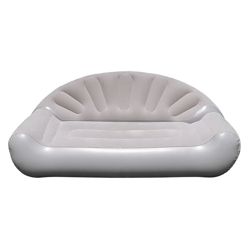 Outdoor Camping Fan - โซฟาเป่าลมรูปพัดลมสำหรับ 2 คน โซฟาเป่าลมแบบมีขนปุยสำหรับใช้งานกลางแจ้ง เก้าอี้พักผ่อนเป่าลมสำหรับตั้งแคมป์ ริมสระน้ำ