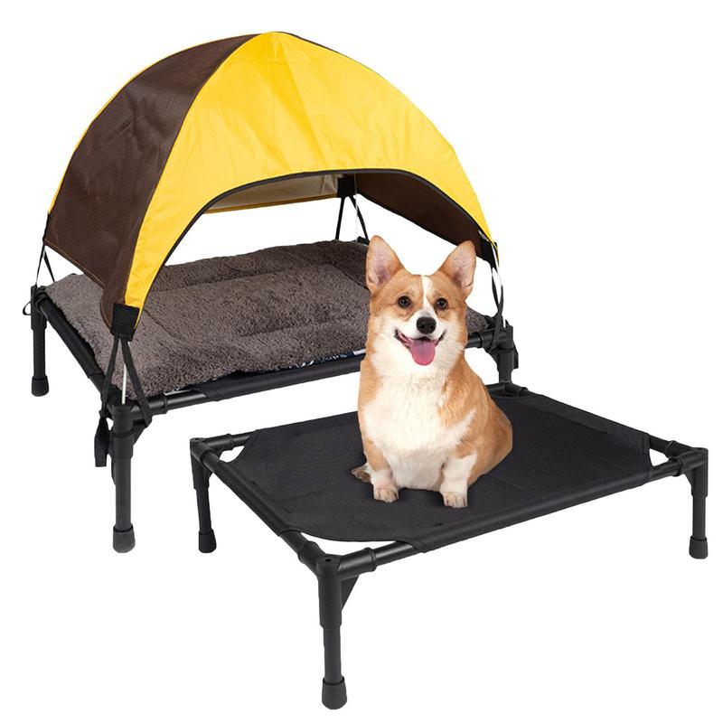 Outdoor Camping Dog Bed - กลางแจ้งสูงเตียงสุนัขพับยกเปลสัตว์เลี้ยงที่ถอดออกได้ Canopy Shade เต็นท์ Breathable เตียงสุนัขกระเป๋าถือสําหรับ