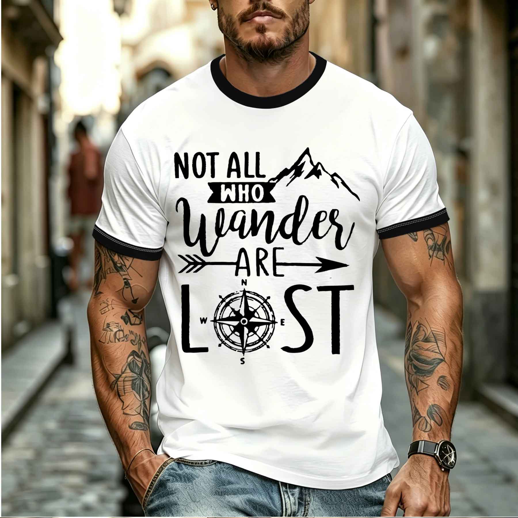 Outdoor Camping Quotes - 2026 รุ่นใหม่ เสื้อยืดผู้ชายสไตล์ทันสมัยสวมใส่สบายสำหรับการผจญภัยกลางแจ้งพร้อมพิมพ์คำคมคลาสสิกของโทลคีนสำหรับการเดินป่าตั้งแคมป์ท่องเที่ยว
