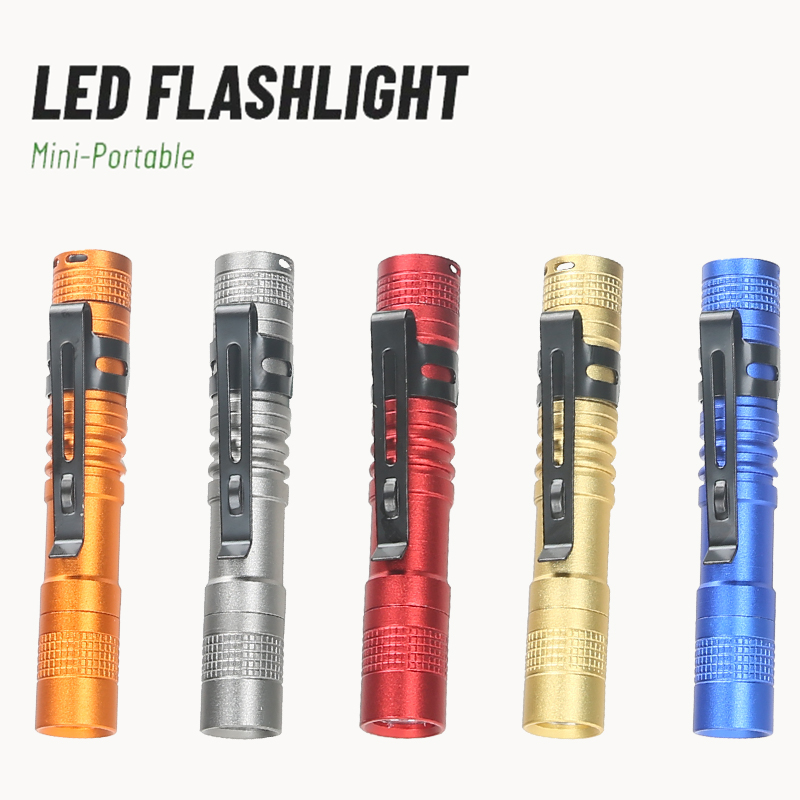 Outdoor Camping Adventure Lamp - ไฟฉาย LED ขนาดเล็กแบบพกพาพร้อมคลิปหนีบปากกา ไฟฉายพกพาขนาดเล็กพิเศษ ใช้แบตเตอรี่ AAA