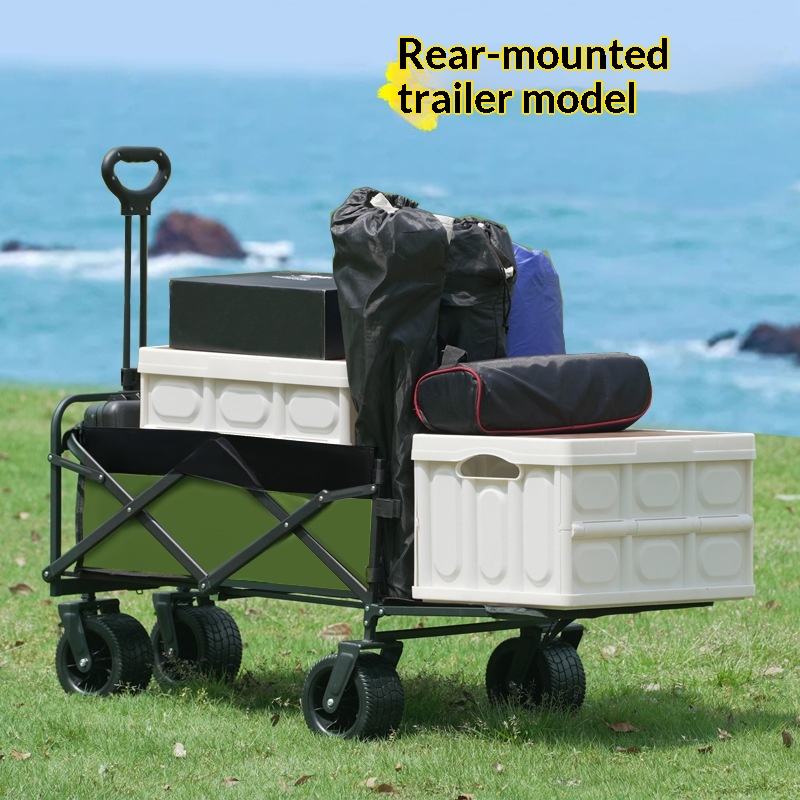 Outdoor Camping Set - รถเข็นอเนกประสงค์แบบพับได้ 4 ล้อ สำหรับแคมป์ปิ้ง รับน้ำหนักได้ 175