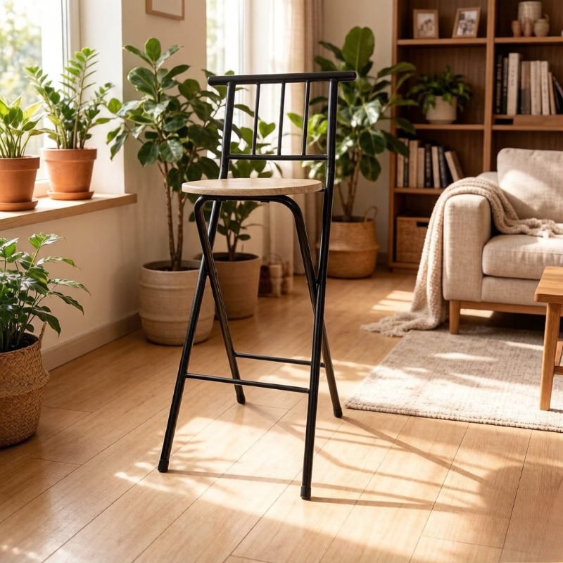 Outdoor Camping High Chair - เก้าอี้สูงพับได้แบบมีพนักพิงสำหรับใช้งานกลางแจ้ง เก้าอี้พกพาสำหรับตั้งแคมป์ ระเบียง ตกปลา