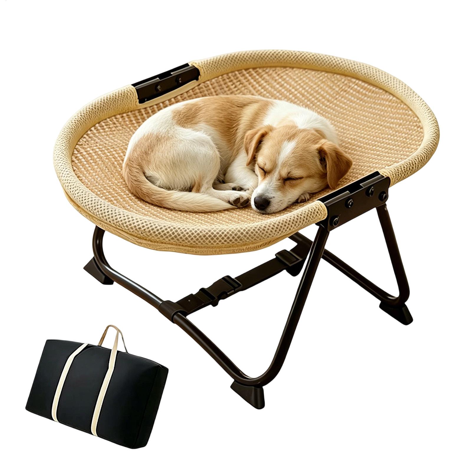 Outdoor Camping Dog Bed - เตียงนอนสุนัขแบบพับได้ ระบายอากาศได้ดี ใช้ได้ทั้งในบ้านและนอกบ้าน เหมาะสำหรับแมวและสุนัขขนาดเล็กถึงกลาง ใช้ได้ทั้งในบ้าน สวน