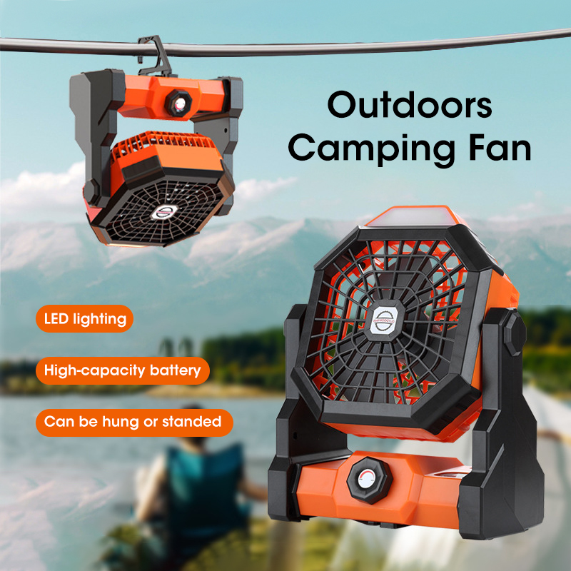Outdoor Camping Fan - พัดลมตั้งแคมป์ขนาด 10000mAh พร้อมโคมไฟ LED แบบพกพาแบตเตอรี่ขับเคลื่อนพัดลมกลางแจ้งพัดลมแบบชาร์จไฟส่วนบุคคลสําหรับการเดินทางเดินป่า