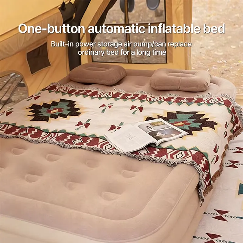 Inflatable Mattress - ที่นอนลมพีวีซีแบบพกพาสำหรับตั้งแคมป์ เดินป่า ปิกนิก ชายหาด ท่องเที่ยว พองลมอัตโนมัติ