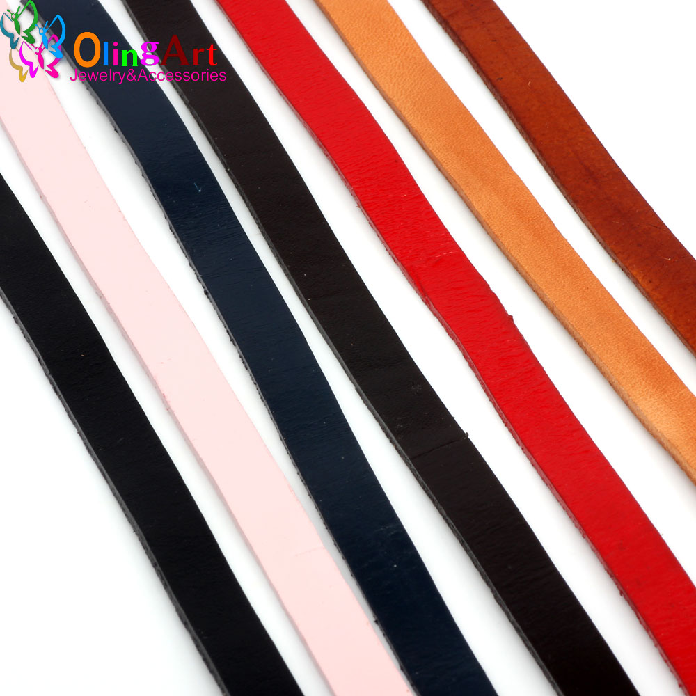 Paracord Bracelet - OlingArt 10*2 มม.1 YARD/Lot หลายสีแบนเชือกหนัง/สาย DIY