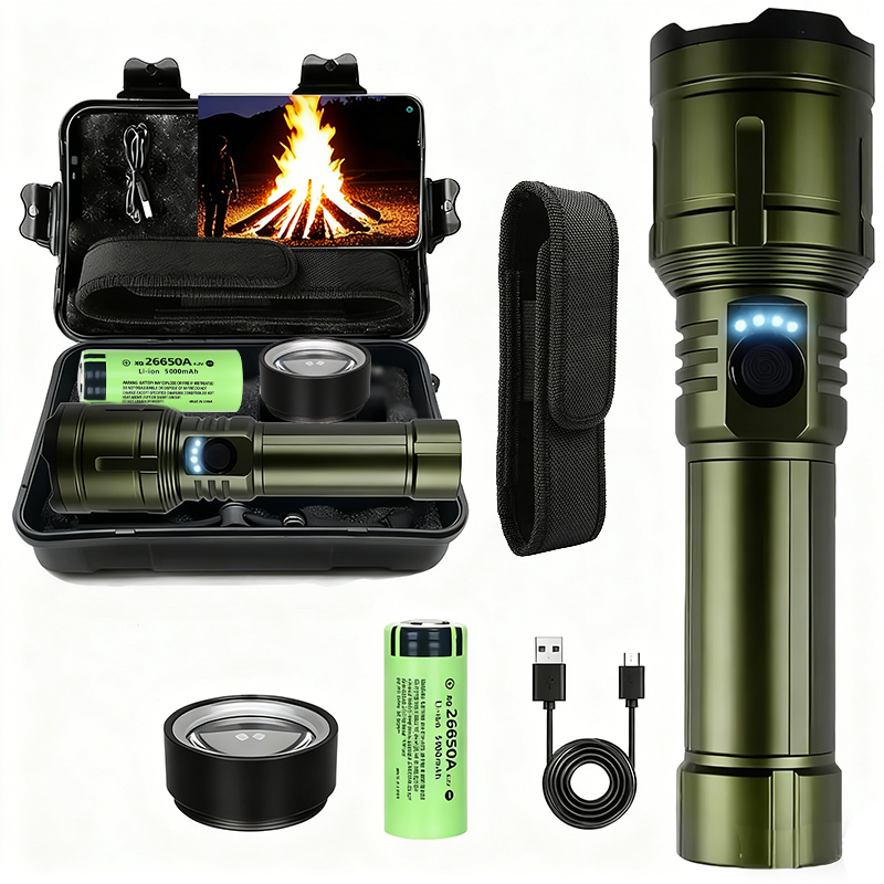 Outdoor Camping Adventure Lamp - ไฟฉายที่ทรงพลังเป็นพิเศษ ไฟฉายจุดระเบิดแบบเข้มข้น กันน้ำ โคมไฟยุทธวิธีทางทหาร ไฟฉายผจญภัยสำหรับตั้งแคมป์กลางแจ้ง