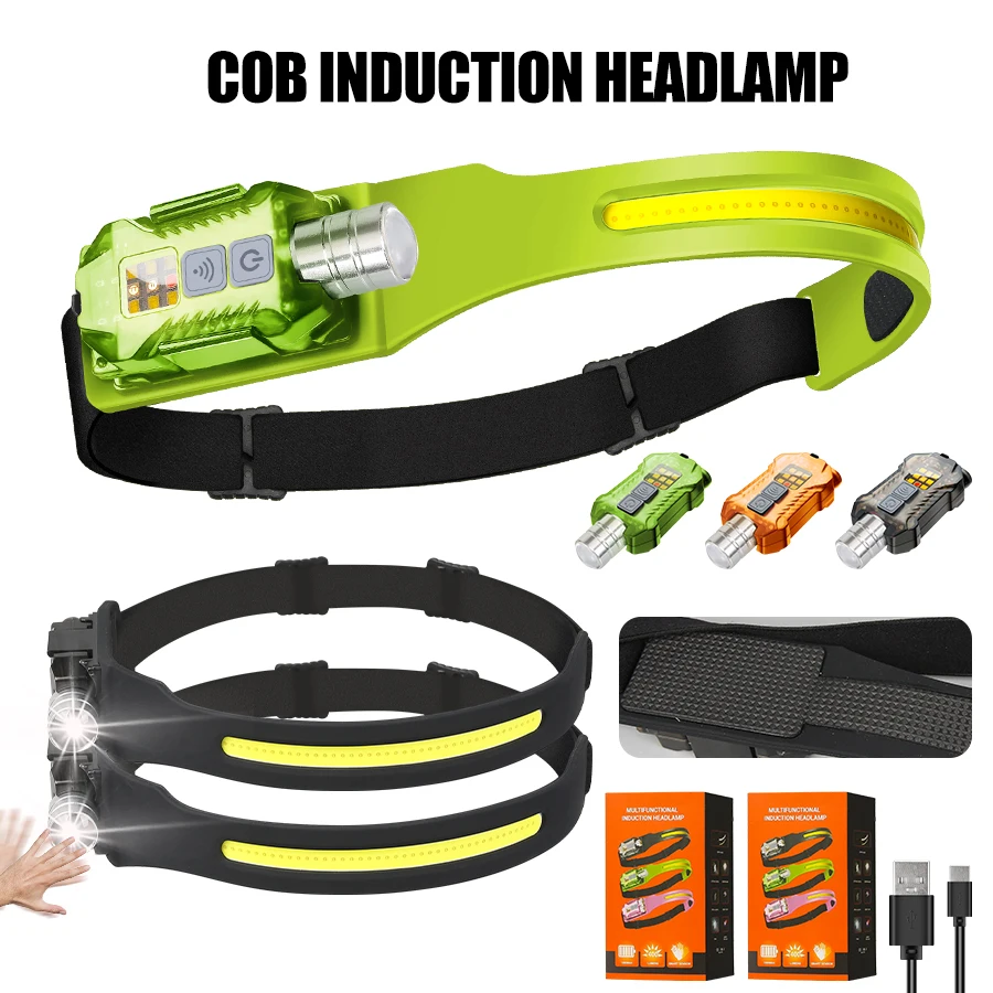 Outdoor Camping Lighting - ไฟฉายคาดศีรษะ LED อันทรงพลังแบบพกพาแบบชาร์จไฟได้พร้อมหางแม่เหล็ก 9 โหมดแสงสว่างสำหรับตั้งแคมป์กลางแจ้งโคมไฟตกปลา