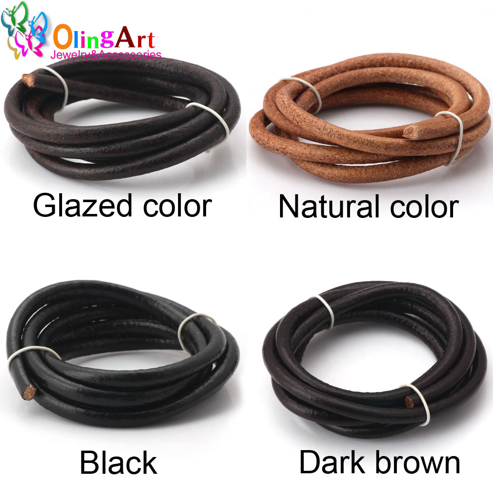 Paracord Bracelet - Olingart Dia 1.5/2/3/4/5/6มม.สีดำ/ธรรมชาติ/น้ำตาล/เคลือบหนังสายเชือกสำหรับสร้อยคอสร้อยข้อมือเครื่องประดับ DIY ทำ