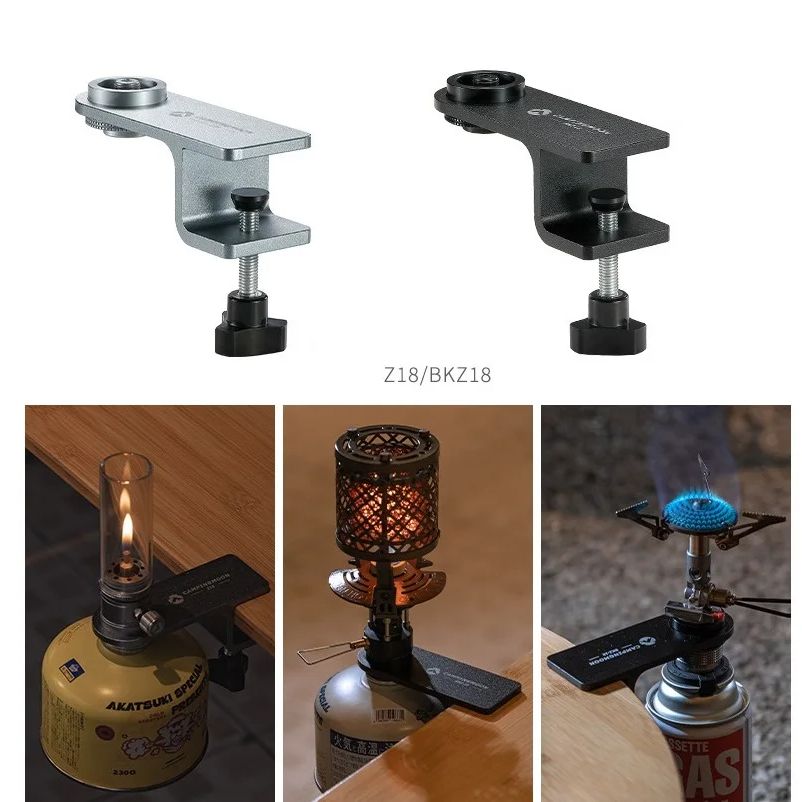 Outdoor Camping Heater For Tent - อุปกรณ์เสริมสำหรับตั้งแคมป์ คลิปหนีบติดตั้งบนโต๊ะ ใช้กับเตาแก๊สแบบแบน หัวเตาให้ความร้อน คลิปยึดติดโต๊ะ Campingmoon