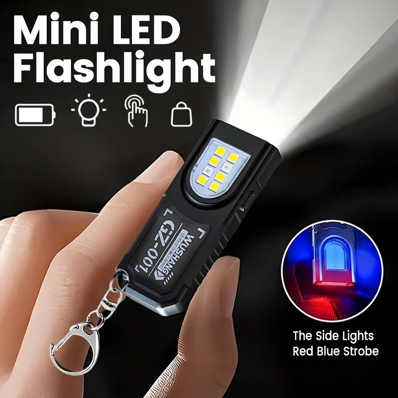 Outdoor Camping Adventure Lamp - ไฟฉายพวงกุญแจอเนกประสงค์ ชาร์จผ่าน USB ไฟฉายขนาดเล็กพร้อมไฟทำงานแบบ COB พวงกุญแจสำหรับตั้งแคมป์