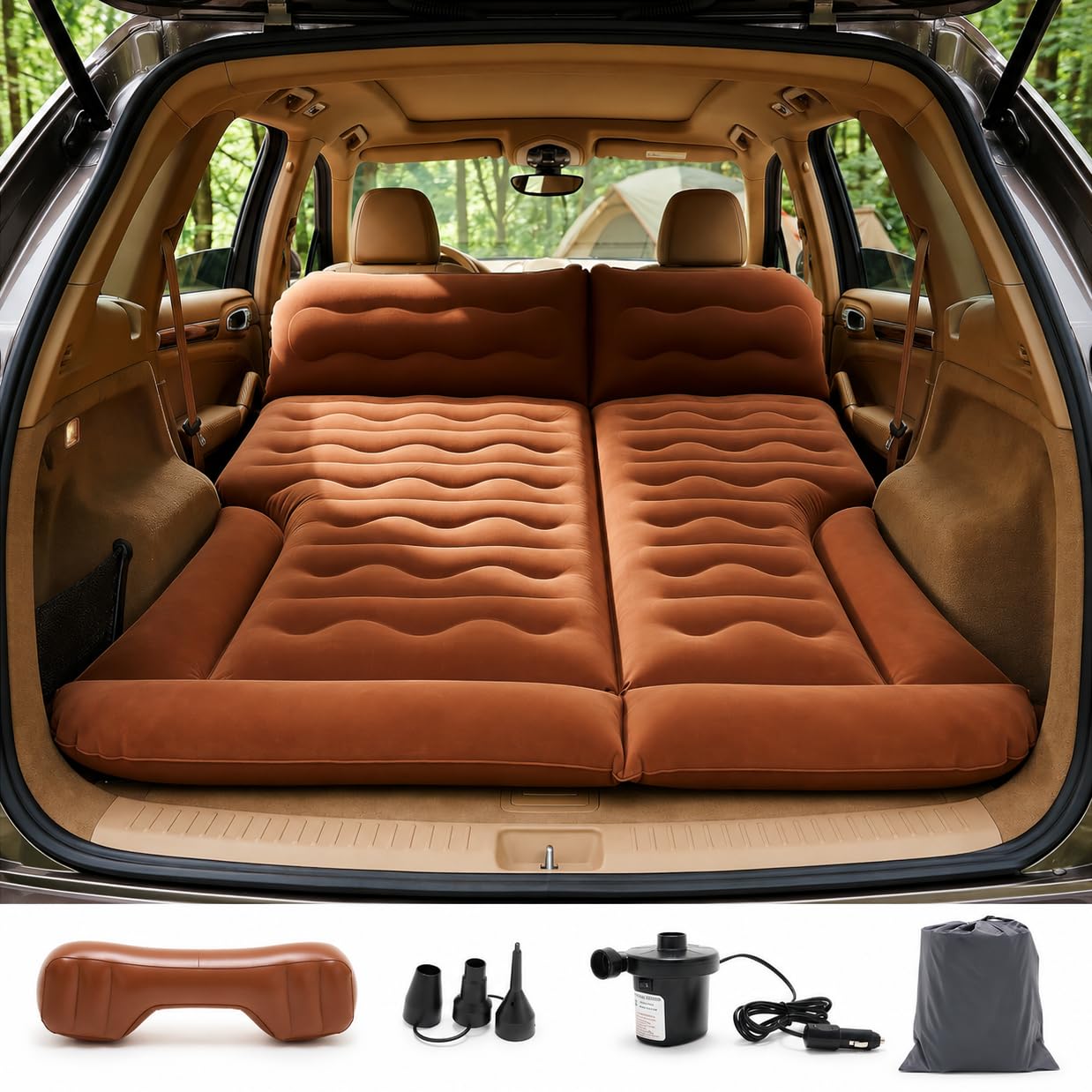 Inflatable Mattress - ที่นอนลมสำหรับรถ SUV, ที่นอนลมสำหรับรถยนต์และที่นอนสำหรับการตั้งแคมป์และการเดินทาง | ใช้ได้กับเบาะหลังและที่เก็บสัมภาระ เหมาะกับรถ