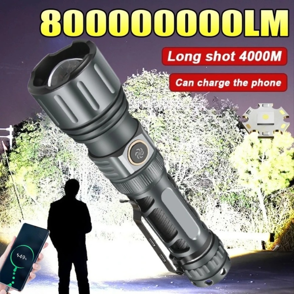 Outdoor Camping Lighting - ไฟฉายซุปเปอร์ไบรท์แบบพกพา ชาร์จไฟได้ หลอดไฟ LED สำหรับยุทธวิธี แคมป์ปิ้ง