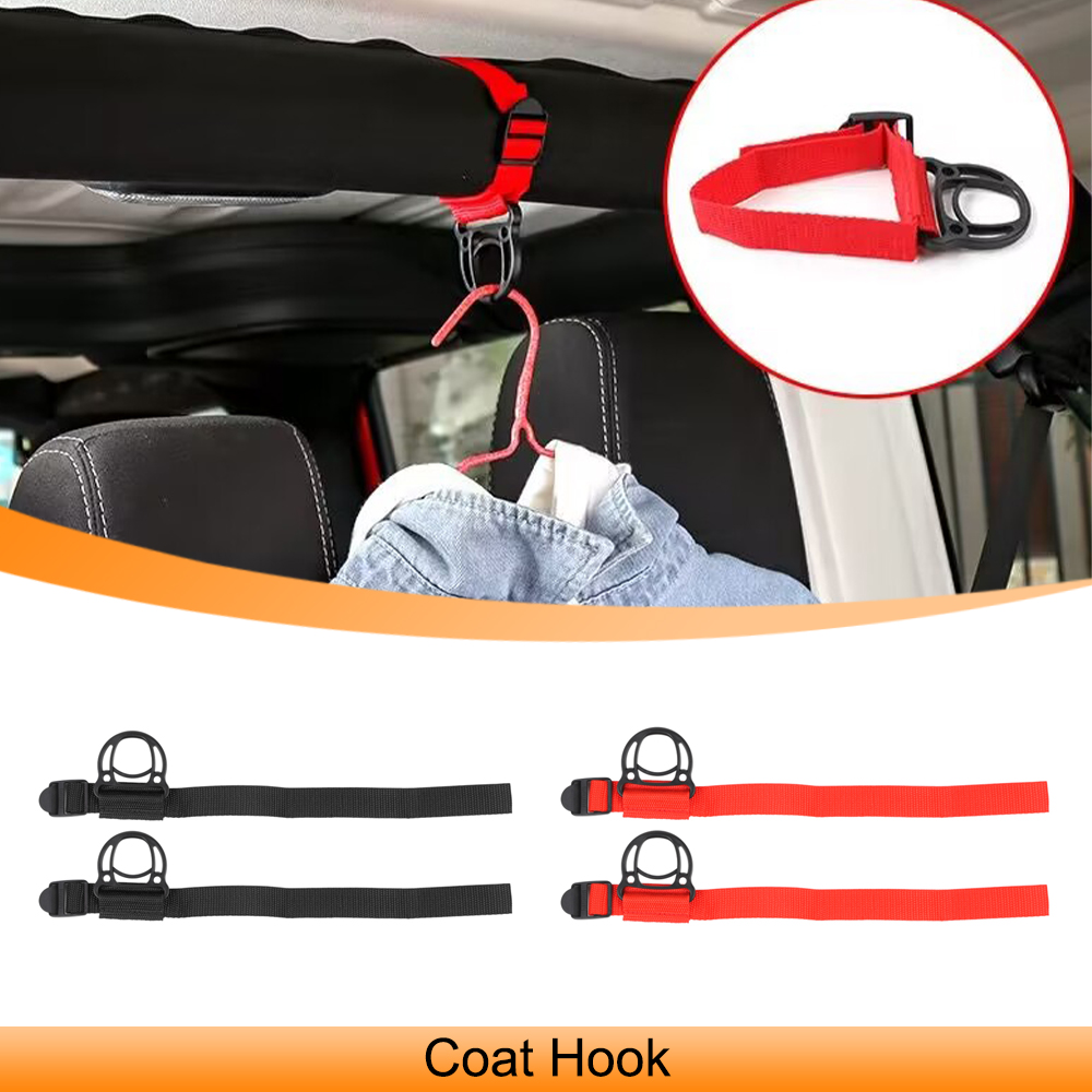 Outdoor Camping Jeep - ตะขอแขวนเสื้อผ้าอเนกประสงค์สำหรับรถยนต์ ติดตั้งกับโรลบาร์ สำหรับรถจี๊ป แรงเลอร์ TJ JK