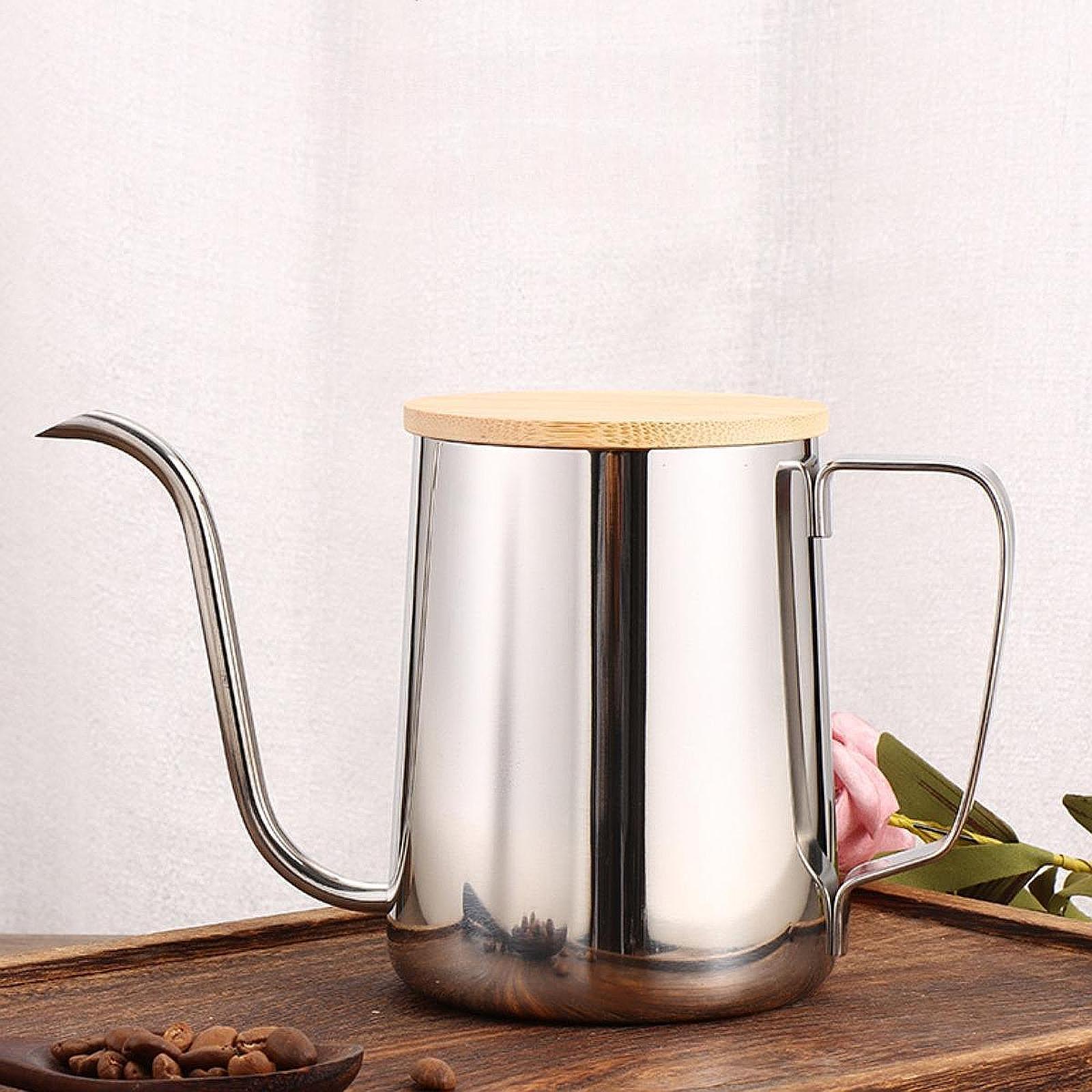 Outdoor Camping Kettle - เทกว่ากาต้มน้ํากาแฟหม้อ 600ml ยาวหม้อชาหยดกาแฟกาต้มน้ําสําหรับกลางแจ้งในร่มบาร์กาแฟหยดของขวัญ
