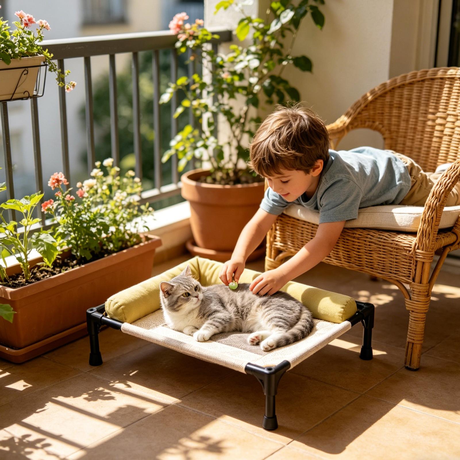 Outdoor Camping Dog Bed - เตียงนอนสุนัขกลางแจ้งแบบถอดประกอบได้ ยกสูง ซักล้างได้ เตียงนอนสุนัขแบบเย็นสำหรับแมว ใช้ได้ที่ลานบ้าน สนามหญ้า