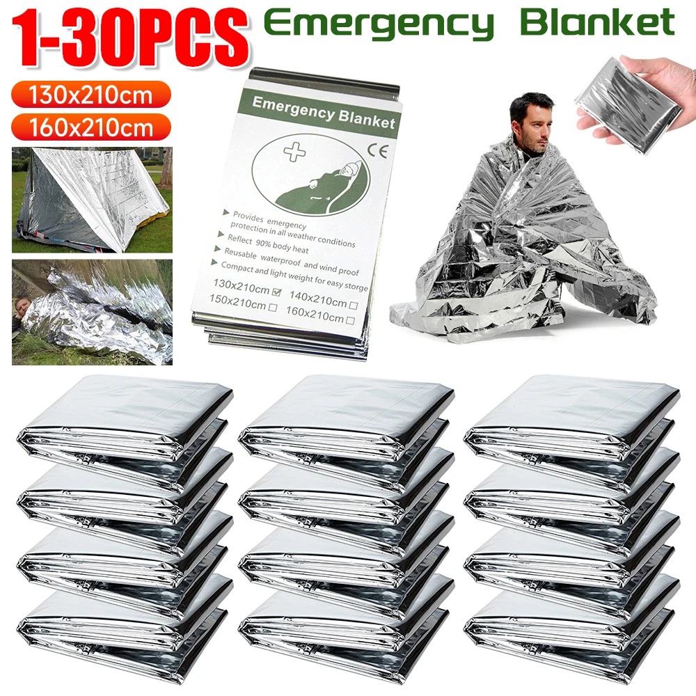 Outdoor Camping Mat Waterproof - 1-30PCS ผ้าห่มฉุกเฉินกลางแจ้ง Survive First Aid Rescue