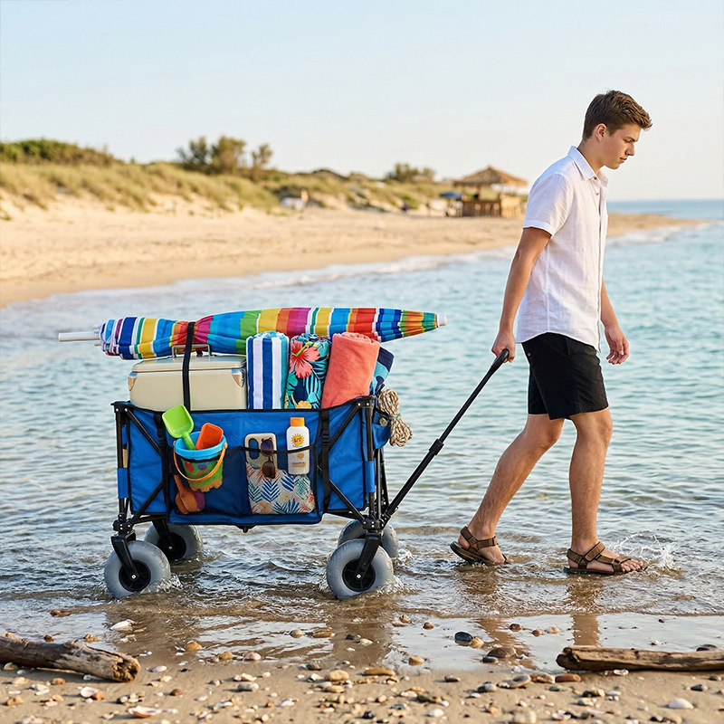 รถเข็นชายหาดโลหะพับได้ ล้อบอลล - Outdoor Camping Set บทวิจารณ์และราคา
