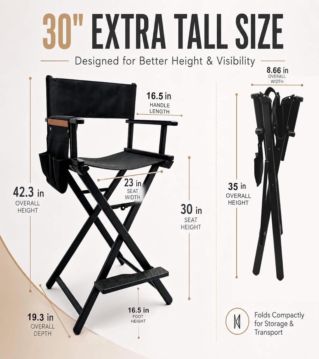 เก้าอี้ผู้กำกับแบบพกพา โครงอะล - Outdoor Camping High Chair บทวิจารณ์และราคา