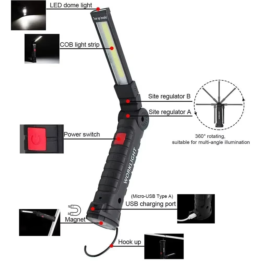 ไฟฉาย LED แบบพกพาพร้อมตะขอแม่เ - Outdoor Camping Adventure Lamp บทวิจารณ์และราคา