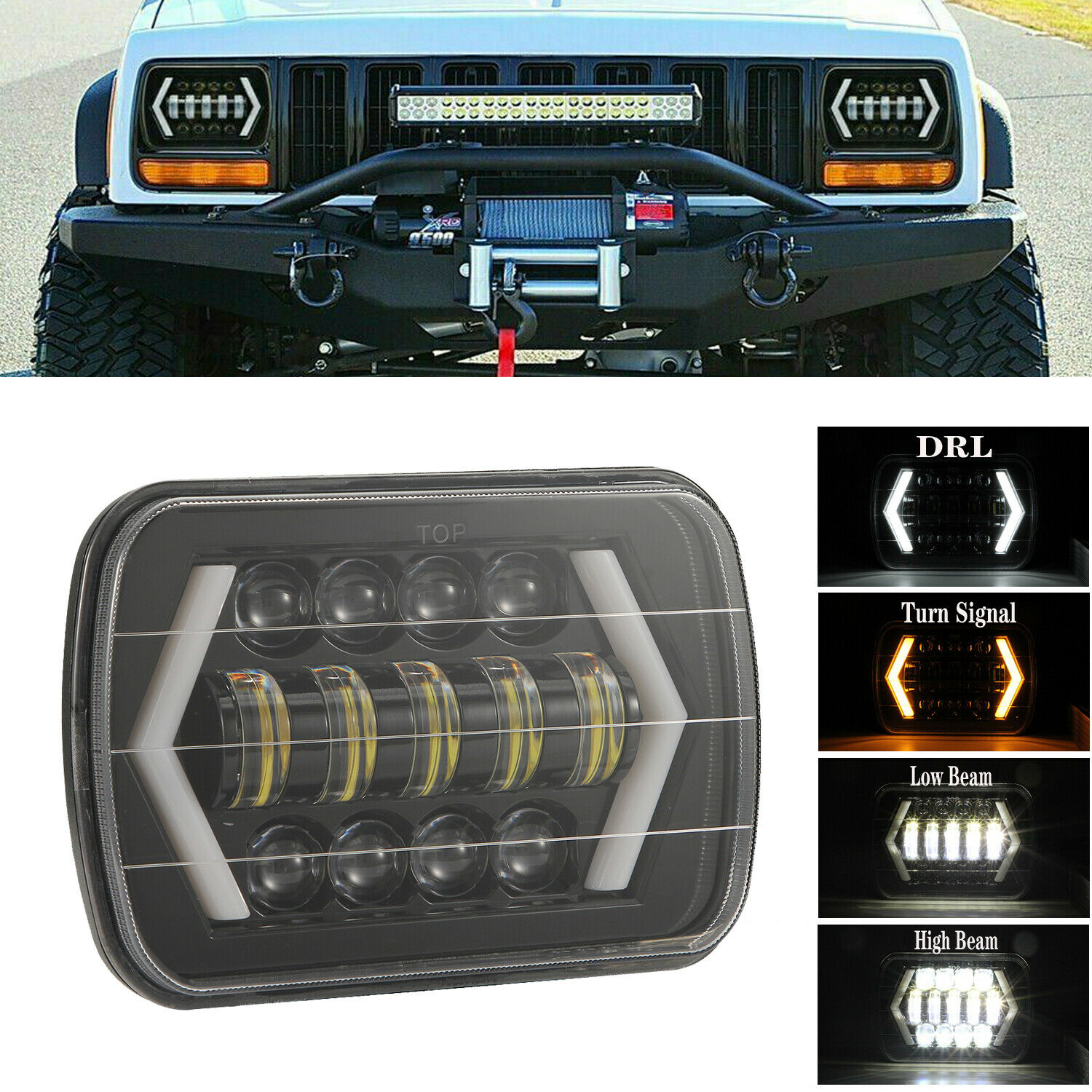 ไฟหน้ารถยนต์ LED ทรงสี่เหลี่ยม - Outdoor Camping Jeep บทวิจารณ์และราคา