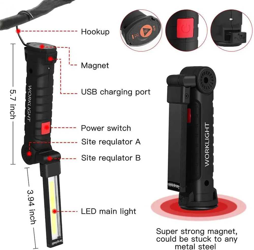 แบบพกพา COB ไฟฉาย LED USB ชาร์ - Outdoor Camping Adventure Lamp บทวิจารณ์และราคา