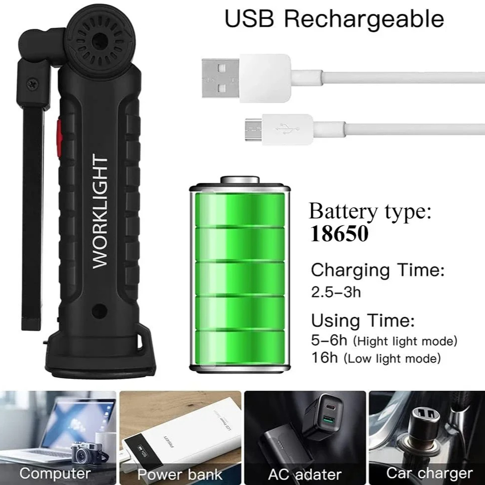 แบบพกพา COB ไฟฉาย LED USB ชาร์ - Outdoor Camping Adventure Lamp บทวิจารณ์และราคา