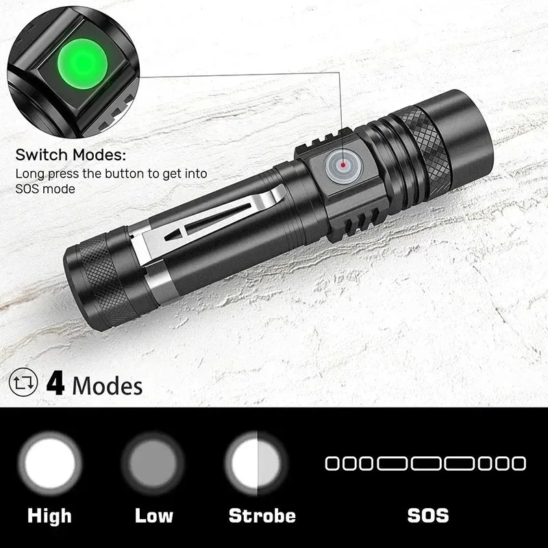ไฟฉายแบบชาร์จได้ T6 ใช้แบตเตอร - Outdoor Camping Adventure Lamp บทวิจารณ์และราคา