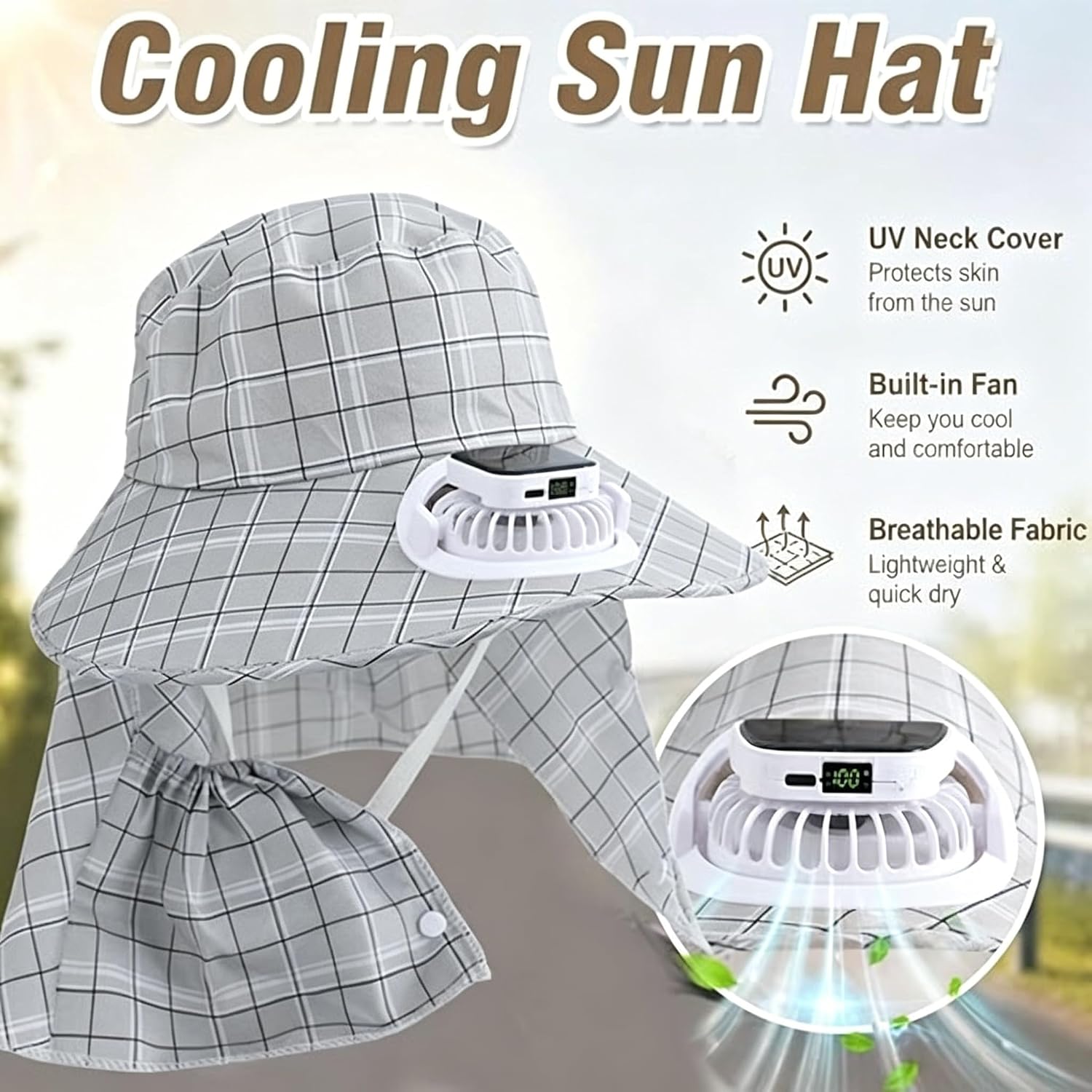 หมวกพัดลมพลังงานแสงอาทิตย์ 1 ช - Outdoor Camping Fan บทวิจารณ์และราคา