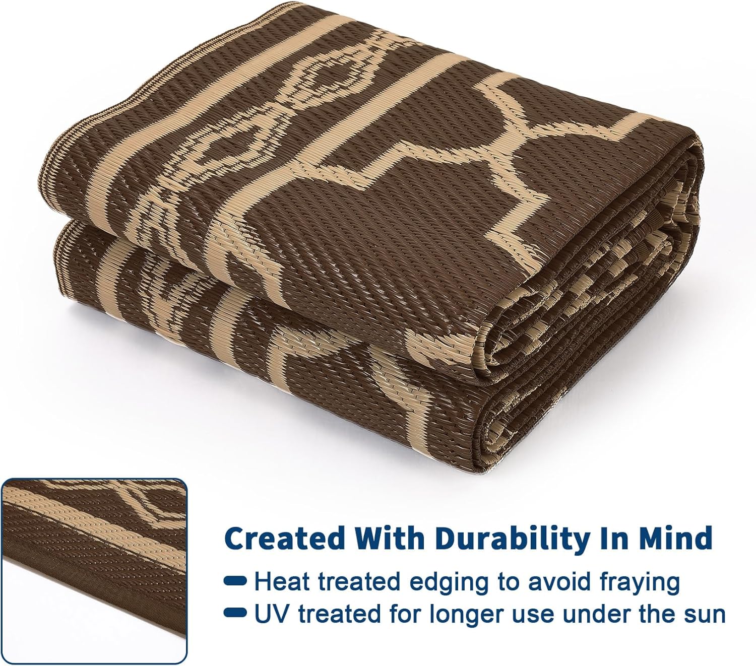 พรมปูพื้นกลางแจ้งแบบสองด้าน ขน - Outdoor Camping Rugs 9X12 บทวิจารณ์และราคา