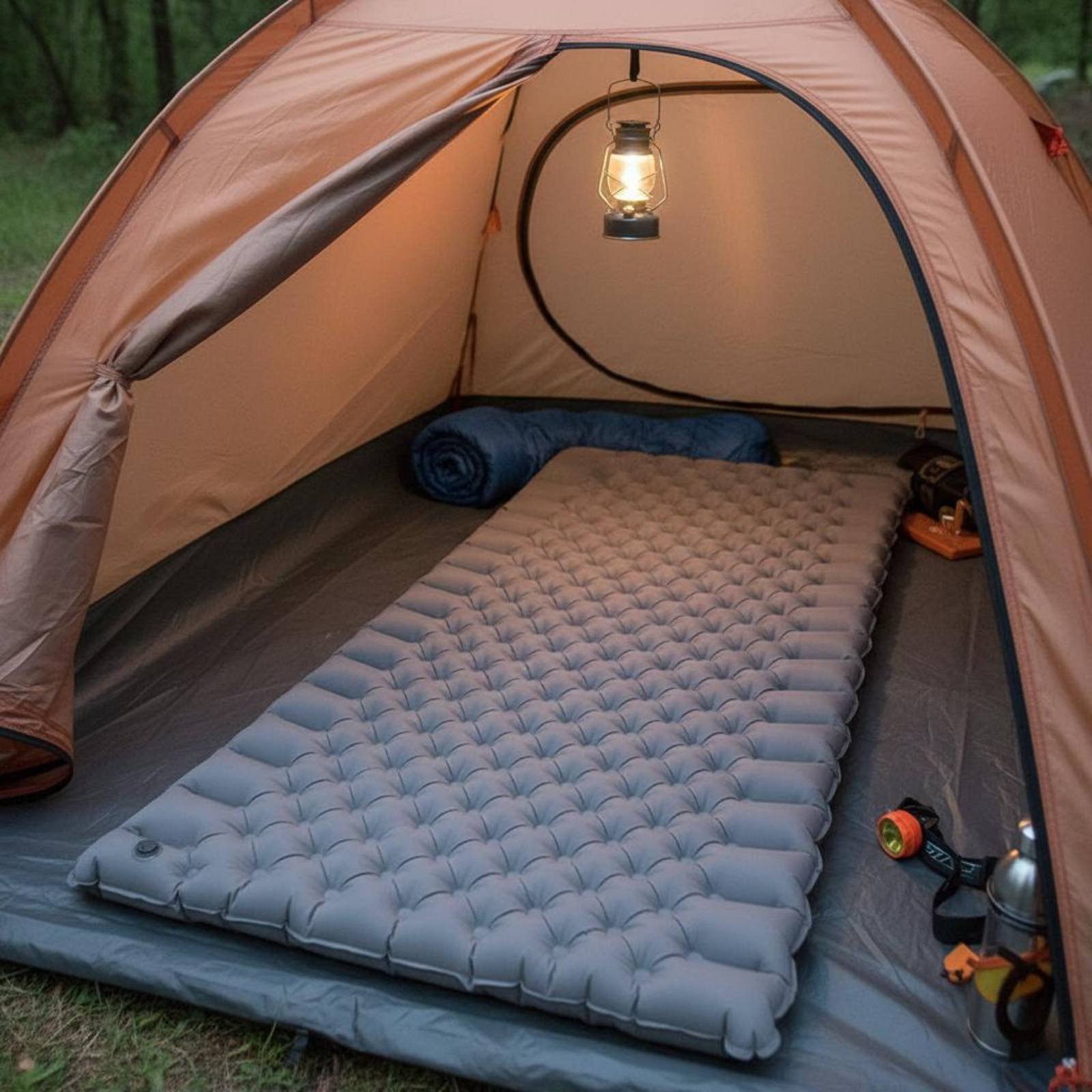 เสื่อตั้งแคมป์แบบเป่าลมไนลอน T - Outdoor Camping Mat Waterproof บทวิจารณ์และราคา