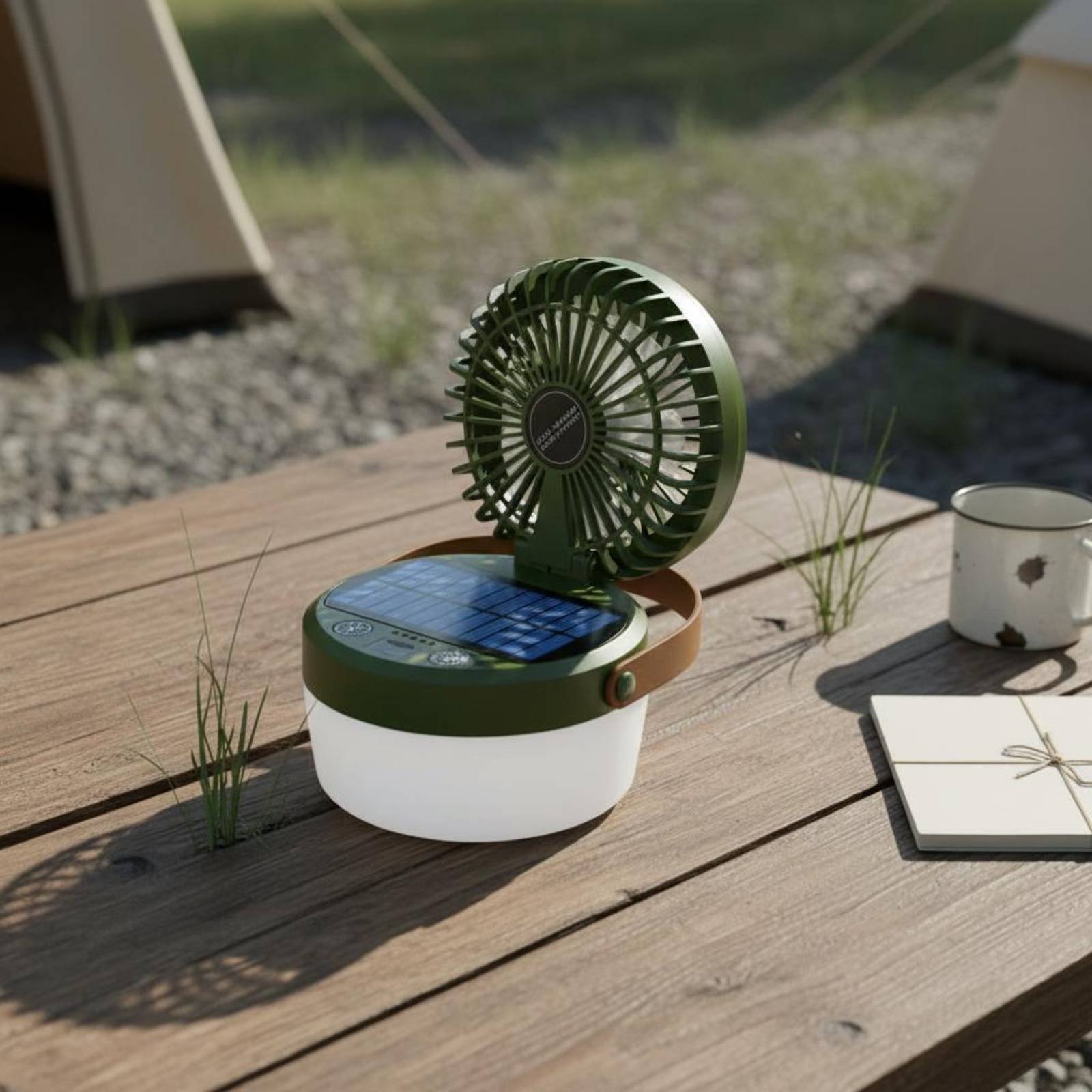 โคมไฟพัดลมพลังงานแสงอาทิตย์แบบ - Outdoor Camping Fan บทวิจารณ์และราคา