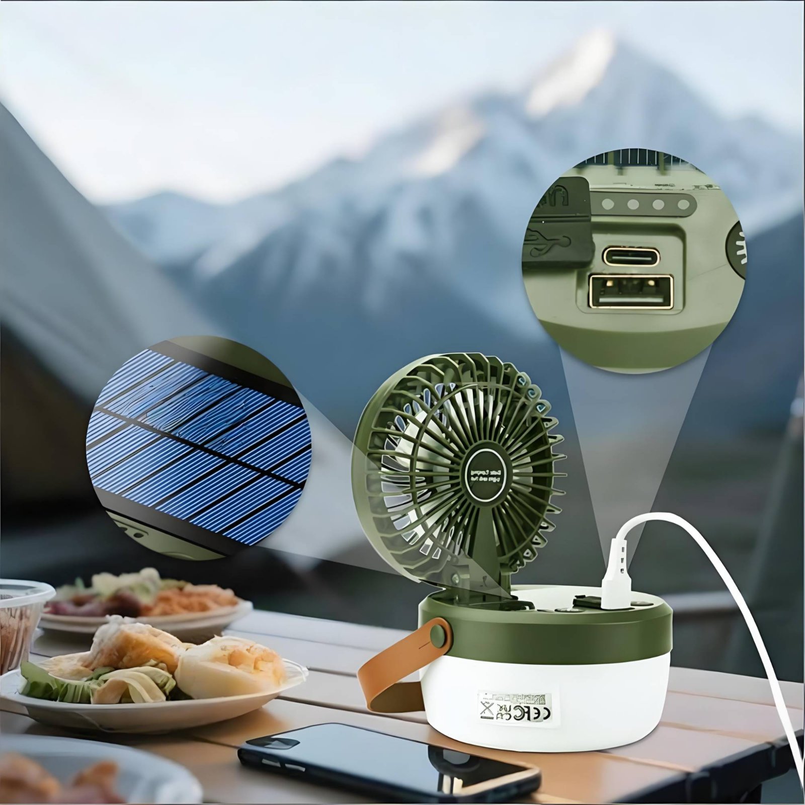 โคมไฟพัดลมพลังงานแสงอาทิตย์แบบ - Outdoor Camping Fan บทวิจารณ์และราคา