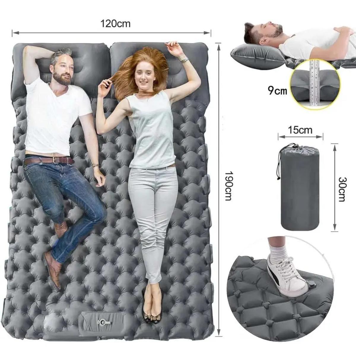 ที่นอนลมแบบเป่าลมเดี่ยวและคู่, - Outdoor Camping Mat Waterproof บทวิจารณ์และราคา