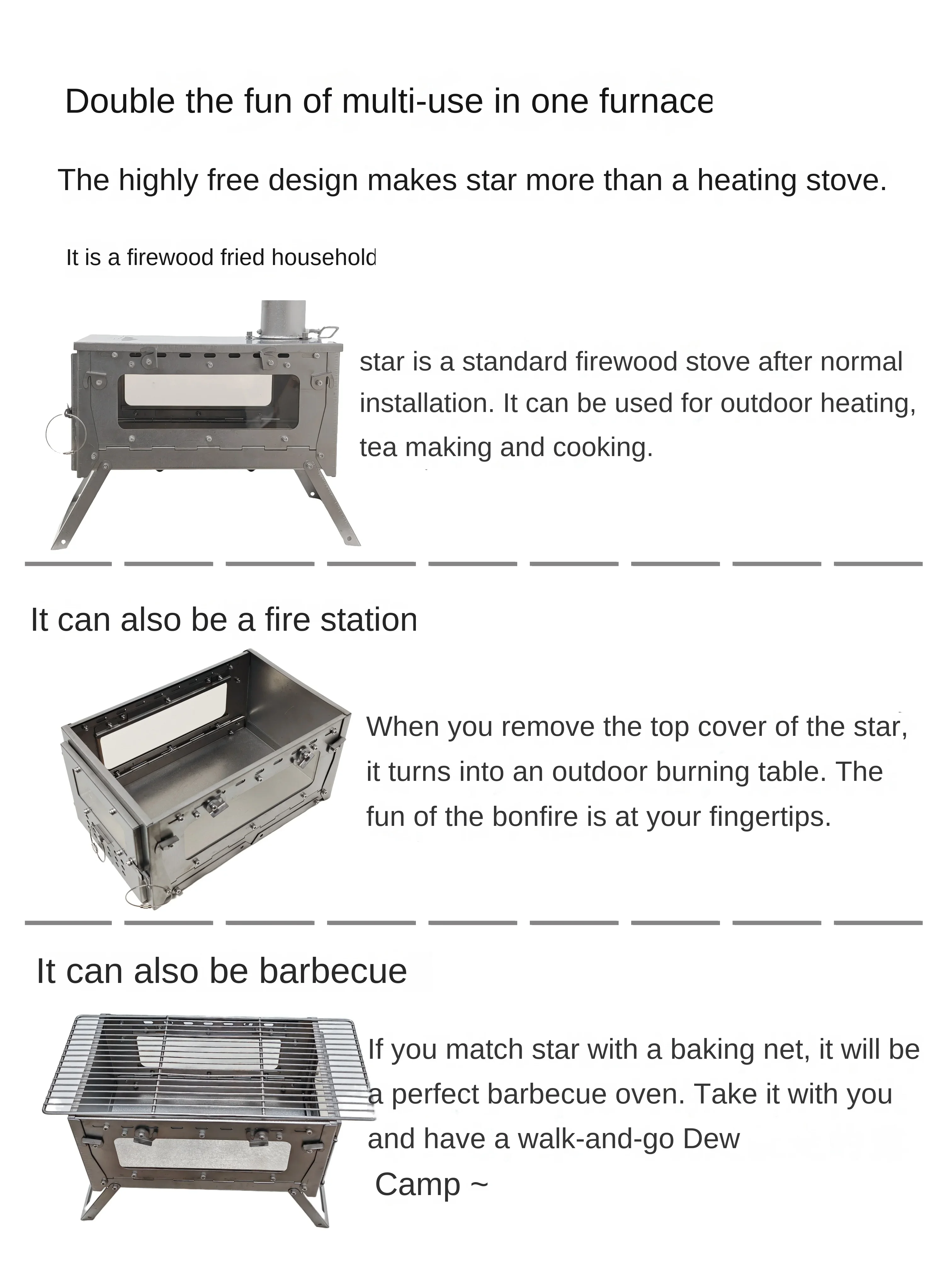 WT Star Ti ไทเทเนียมพับเตาฟืนเ - Outdoor Camping Heater For Tent บทวิจารณ์และราคา