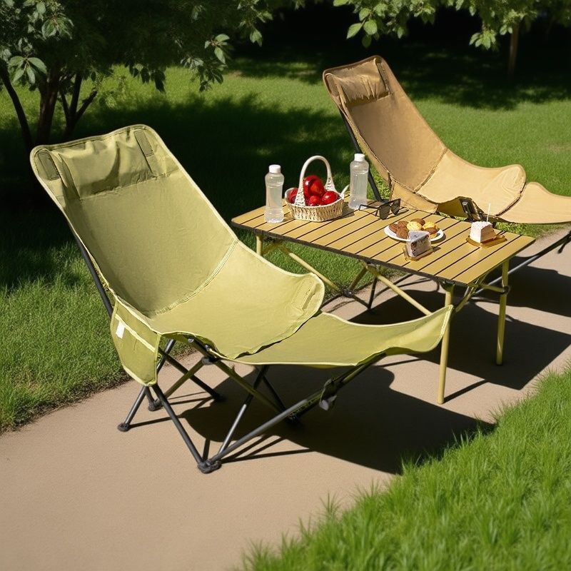 เก้าอี้ทรงพระจันทร์พร้อมที่วาง - Outdoor Camping High Chair บทวิจารณ์และราคา