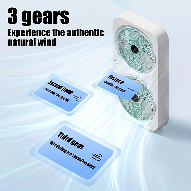 พัดลม USB แบบสองหัว ใบพัดหมุนไ - Outdoor Camping Fan บทวิจารณ์และราคา