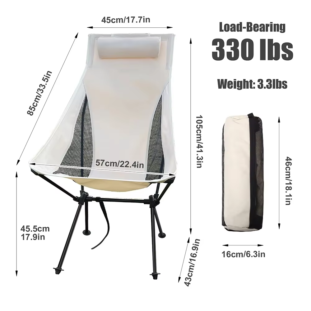 เก้าอี้พับสำหรับตั้งแคมป์พนักพ - Outdoor Camping High Chair บทวิจารณ์และราคา