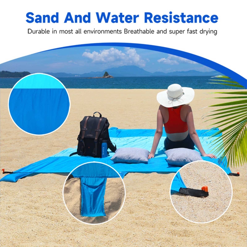 ทรายฟรีทรายผ้าห่มชายหาดแบบพกพา - Outdoor Camping Mat Waterproof บทวิจารณ์และราคา
