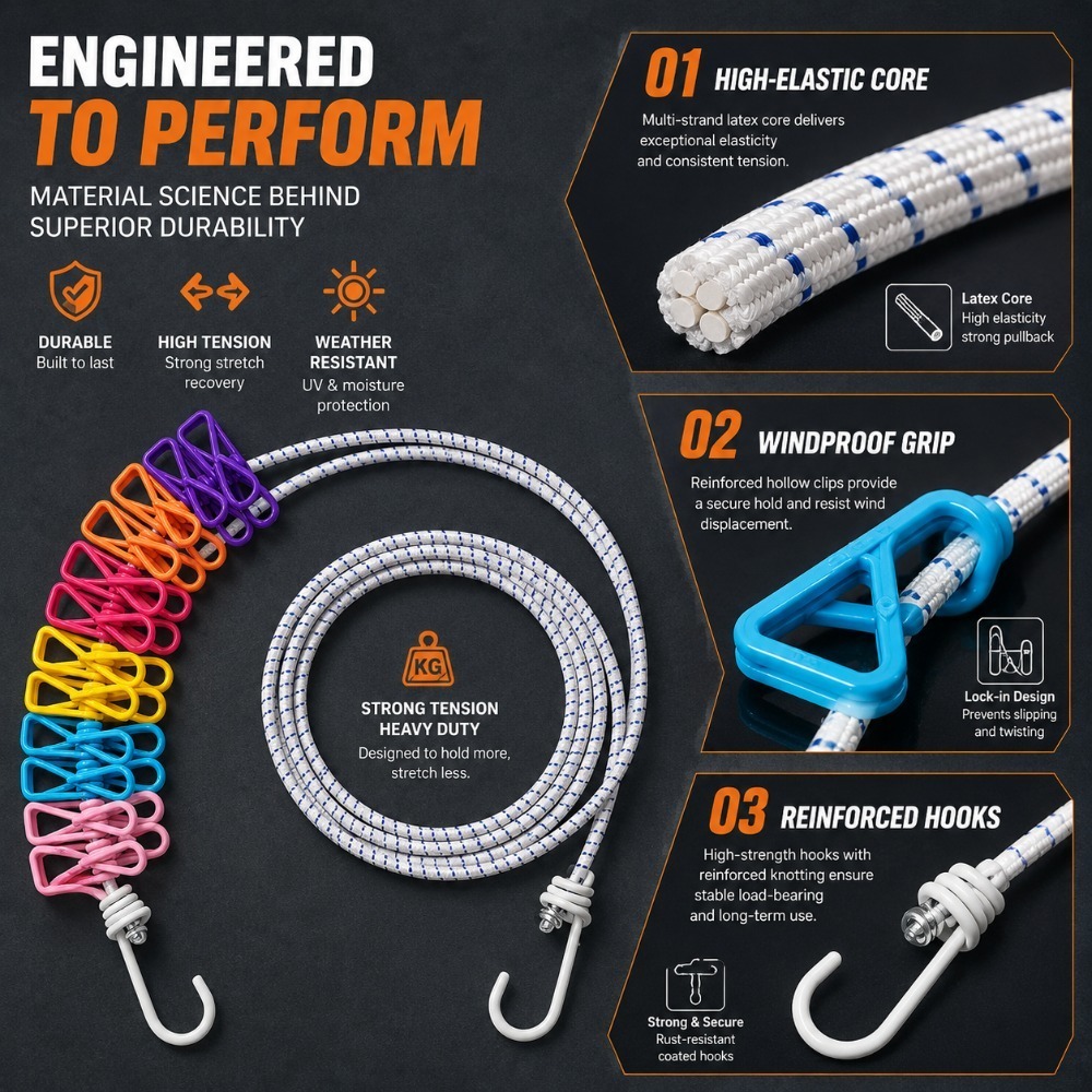 ราวตากผ้าแบบพับเก็บได้พร้อมคลิ - Camping Outdoor Clothing บทวิจารณ์และราคา