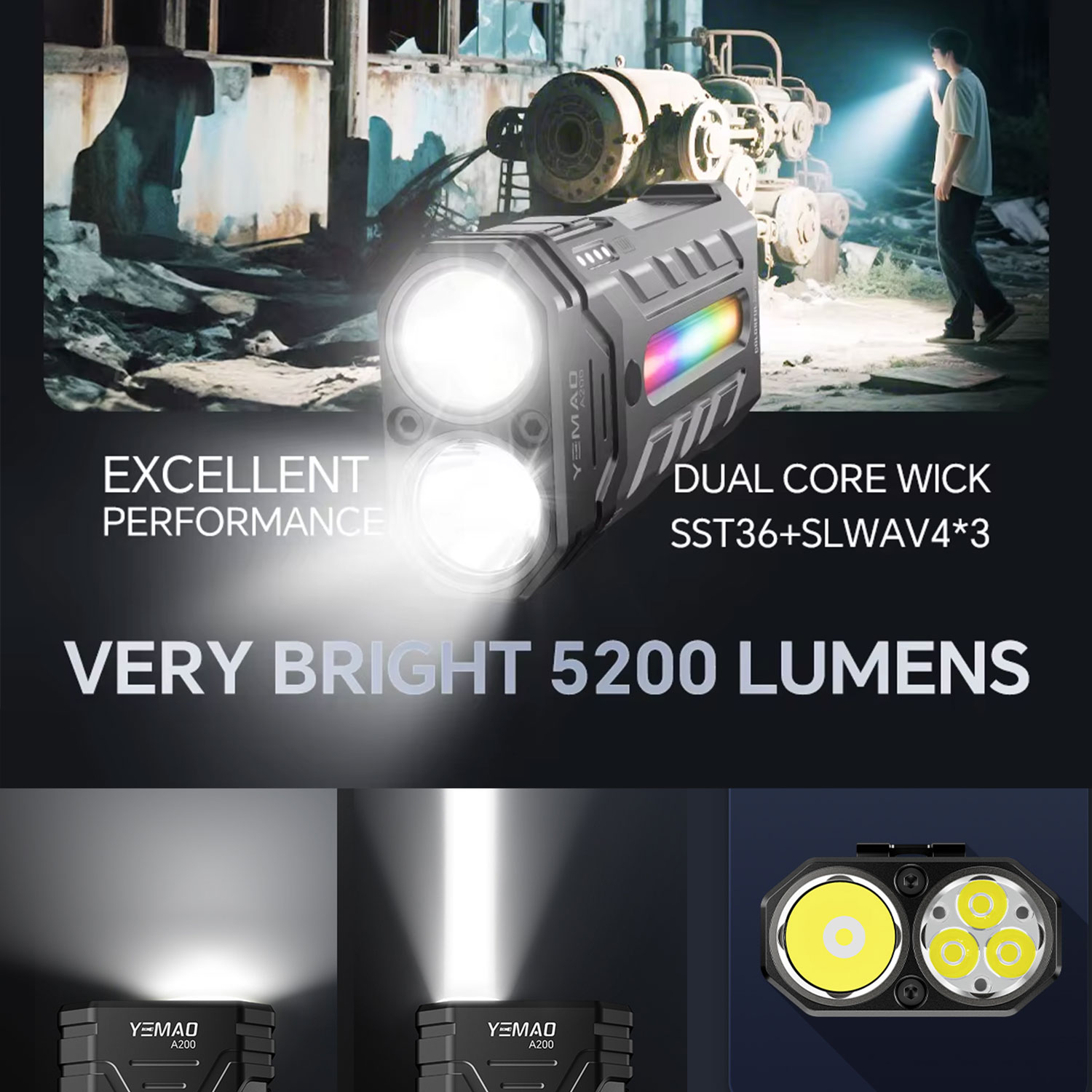 ไฟฉาย LED RGB แบบพกพาอเนกประสง - Outdoor Camping Adventure Lamp บทวิจารณ์และราคา